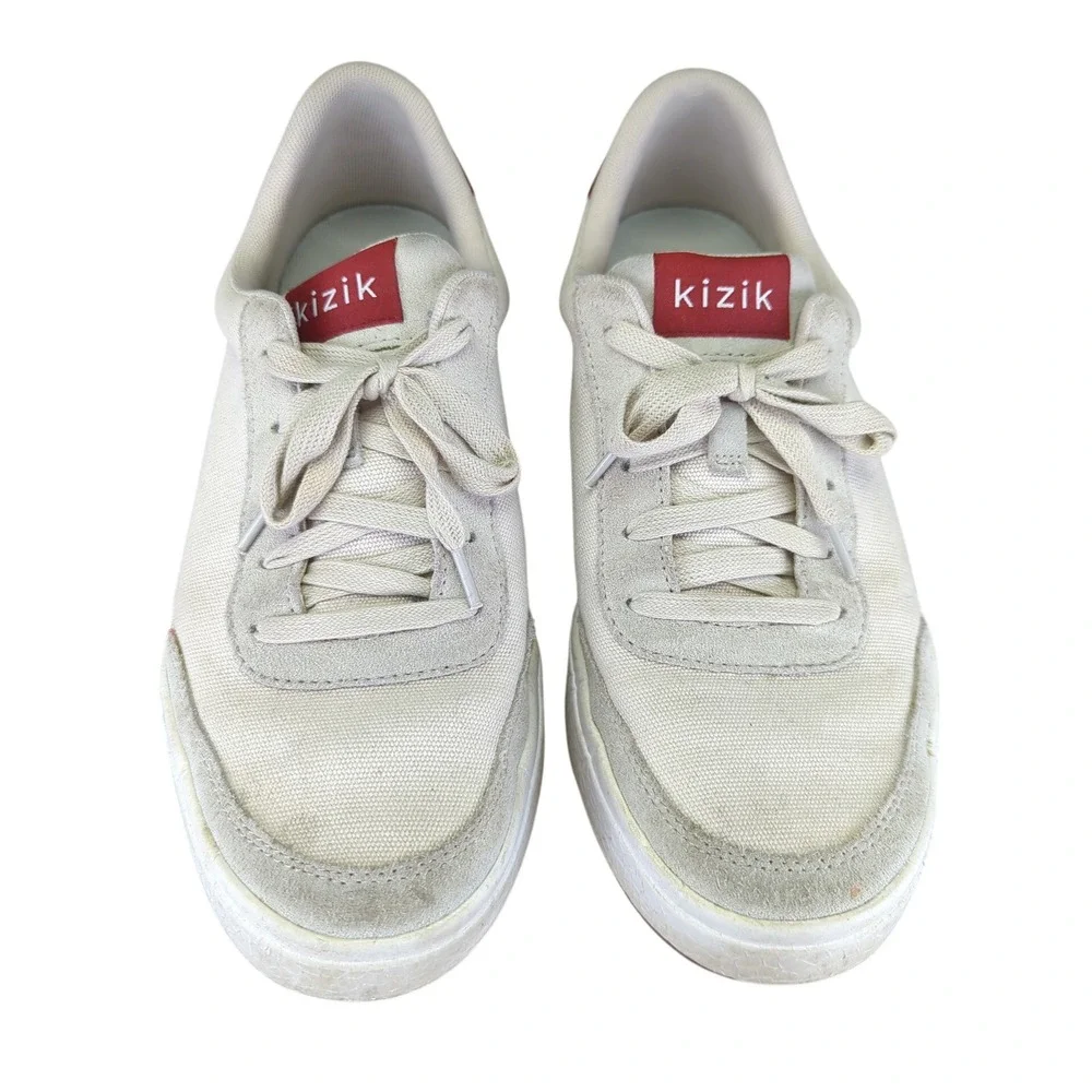 Kizik Prague Men's 8.5 Cream Red Casual Sneakers Hands Free‎ Easy Slip On Shoes